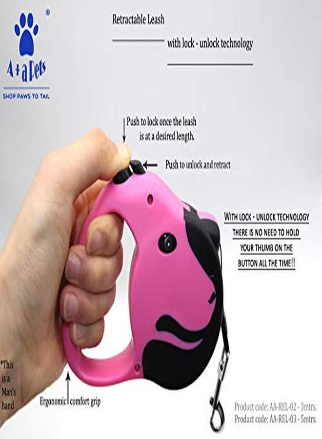 A+a Pets' Retractable Leash, Tangle-Free for Small Dogs Cat Puppy with Anti-Slip Handle (5 metres, Green) - Image 2